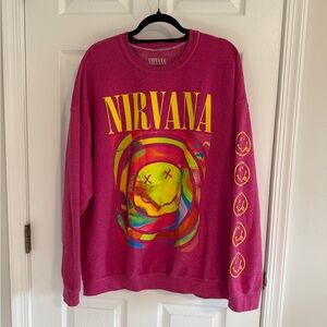 NIRVANA Fuchsia Sweatshirt with Yellow Graphic